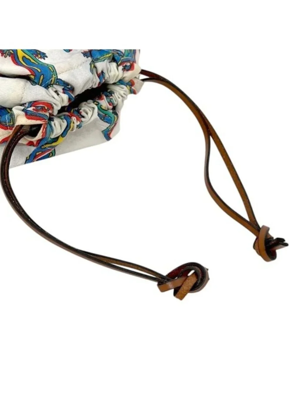 Loewe Pouch Drawstring Paulaz Ibiza Canvas Leather White